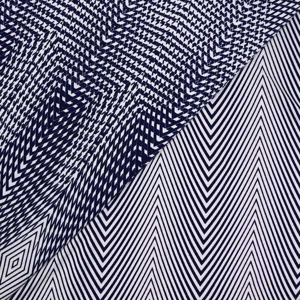Jersey polyester optique marine et blanc