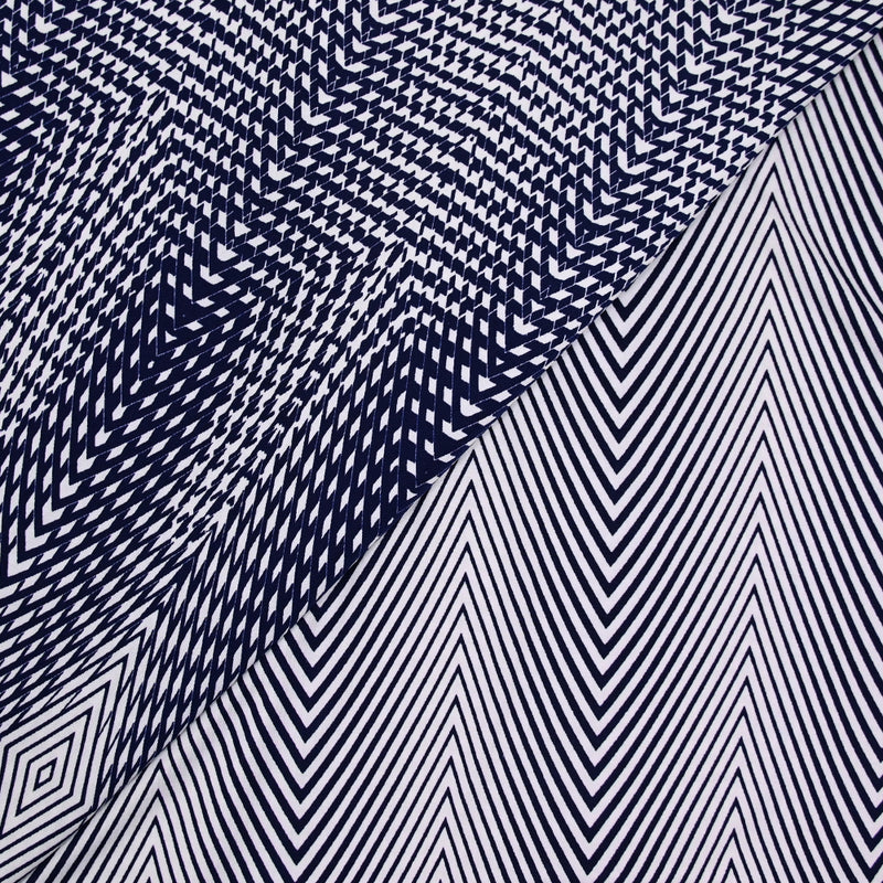 Jersey polyester optique marine et blanc