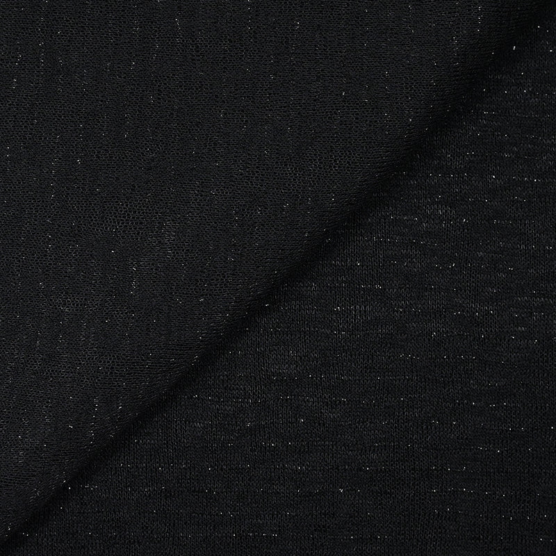 Maille de polyester rayures lurex fond noir
