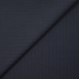 Tissu tailleur 100 % laine bleu marine à fines rayures rouges