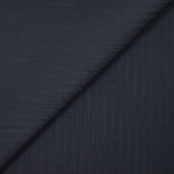 Tissu tailleur 100 % laine bleu marine à fines rayures rouges