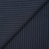 Tissu tailleur 100% laine rayé blanc fond marine