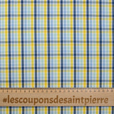 Coton chemise à carreaux ciel, jaune et marine