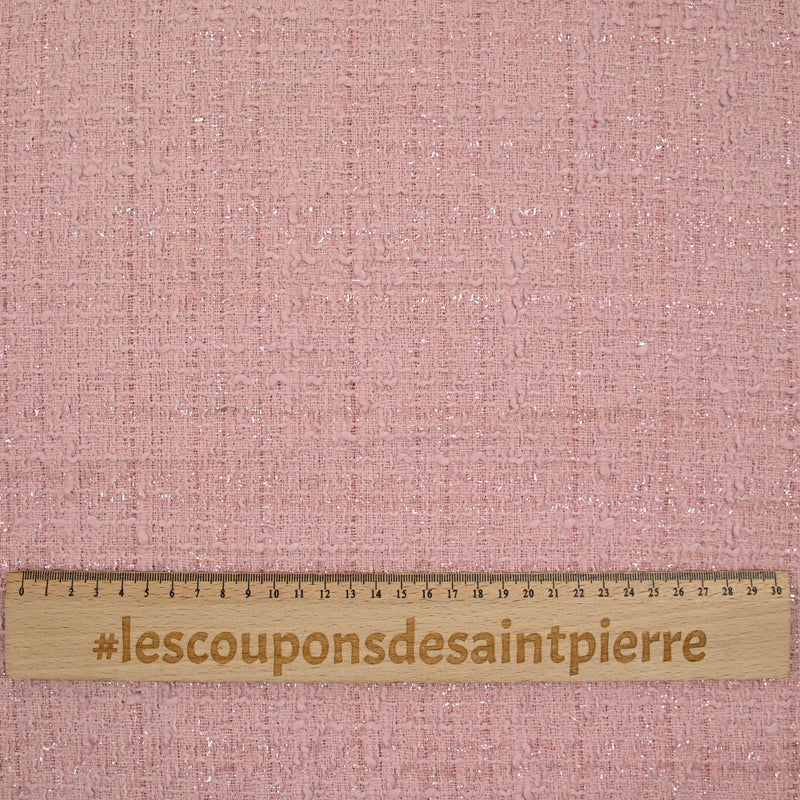 Tweed Emma lurex polyester fond vieux rose