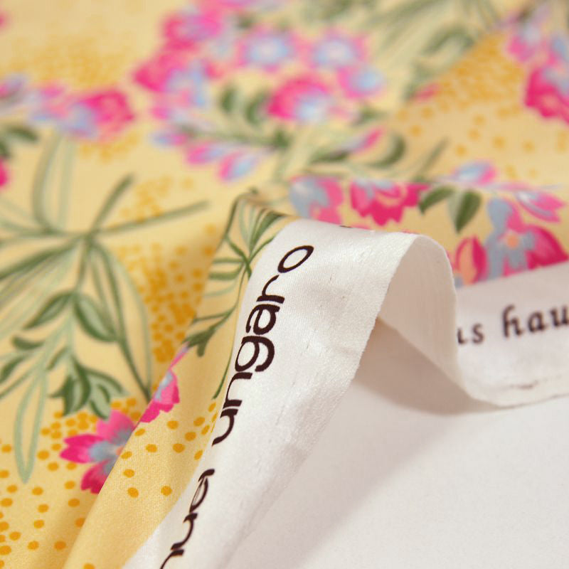 Silk satin Print Printemps Vanilla Found