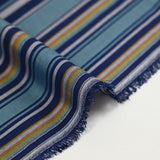 Blue striped woven-dyed viscose twill