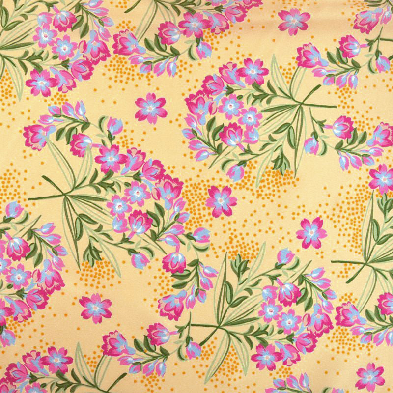Silk satin Print Printemps Vanilla Found