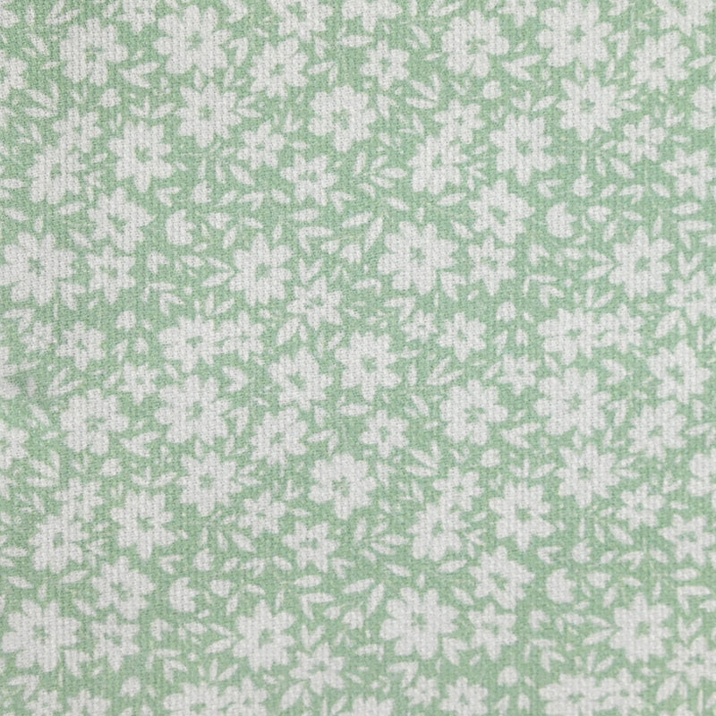 Piqué de coton imprimé fleurs printanière fond vert