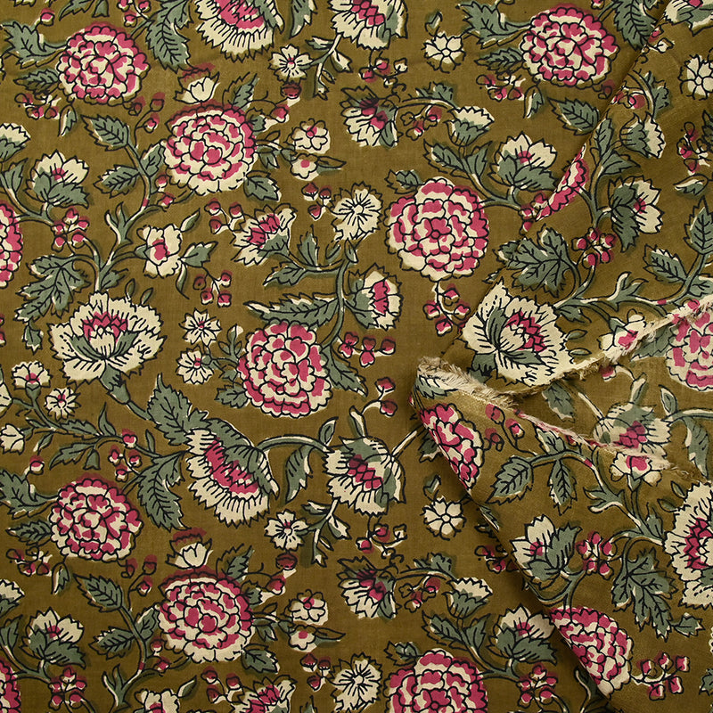 Beige de Kolkata Beige y Borgoña de algodón indio