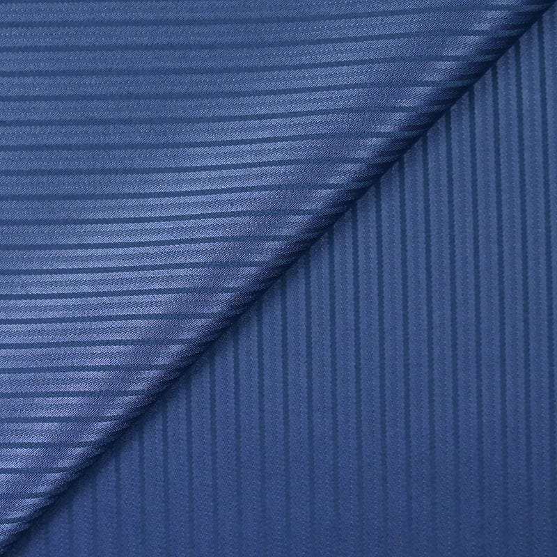 Satin de polyester jacquard rayé bleu