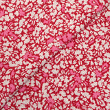 Crêpe viscose imprimé fleuri abstrait rouge et rose