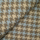 Laine mélangée pied-de-poule bouclé beige, marron et bleu ciel
