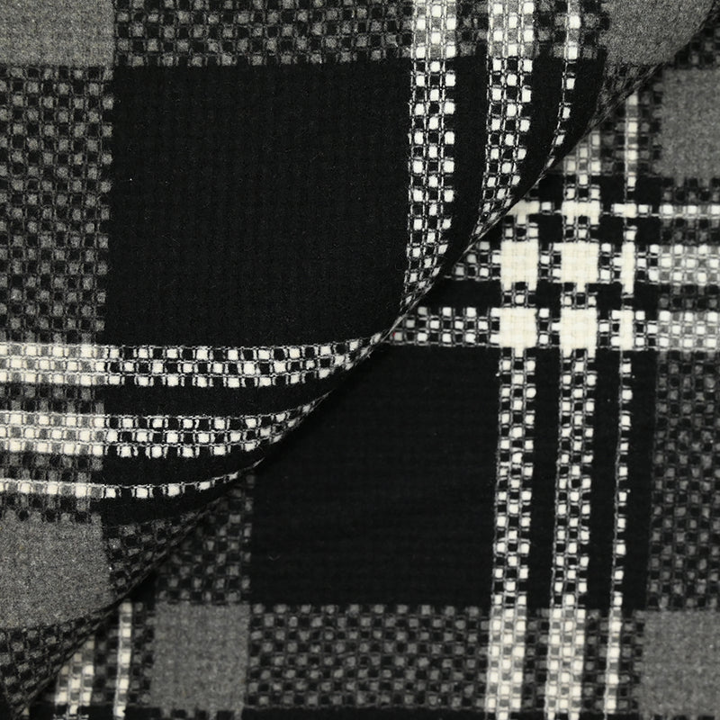 Lainage polyester carreaux damier gris et noir