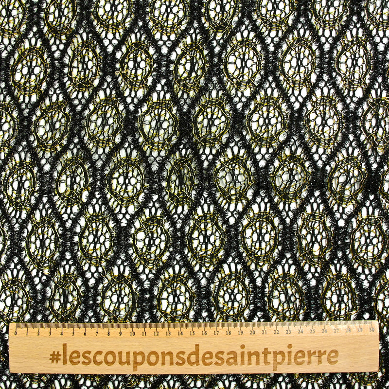 Dentelle polyester Victoire doré fond noir