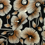 Viscose imprimée fleurs nervurés fond noir