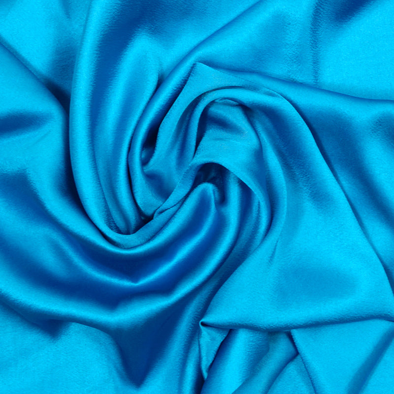 Satin polyester silky bleu azur