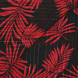 Mousseline crinkle imprimée lurex fougère rouge fond noir