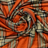 Jersey de polyester à carreaux orange et beige