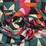 Maille polyester imprimée lurex géométrie canard