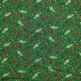 Cotton printed and golden holly ballet green background