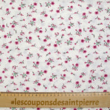 Printed viscose pink flowers white background