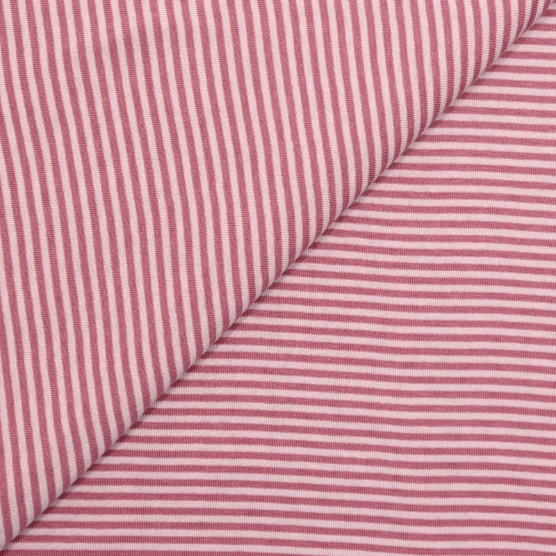 Jersey de coton rayé 3mm rose clair et foncé