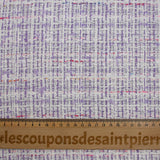 Tweed de coton parme et blanc