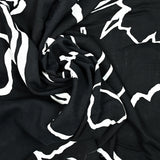 Printed viscose large white shape black background