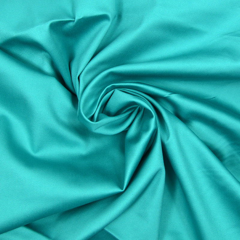 Satin de coton élasthanne turquoise