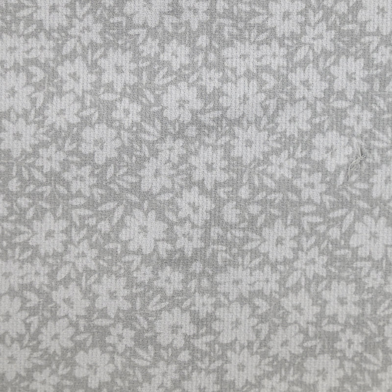 Piqué de coton imprimé fleurs printanière fond gris