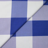 Blue and white striped checkered print cotton