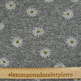 Jersey French Terry Polycotton Grandes Marguerites Gray Chinese