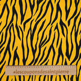 Cotton satin Elastane printed tigers mustard background