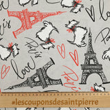 Polycotton Printed Parisian Ballad Gray Background