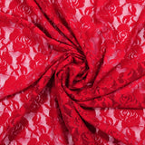 Polyester lace Rosie Lurex Doré Red background