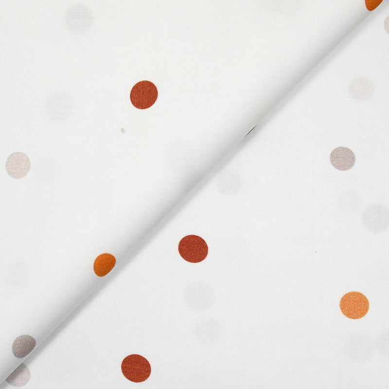 Fondo blanco de algodón estampado de guisante de naranja