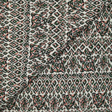 Twill de viscose imprimé tête de tigre vert et rose fond blanc cassé