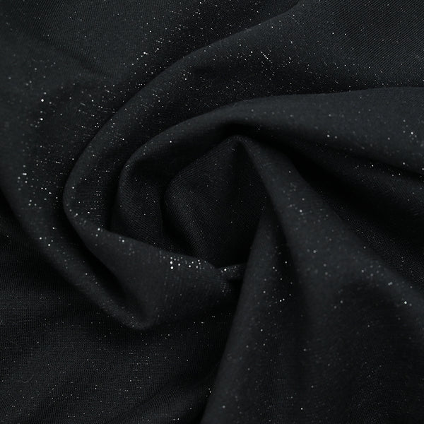 Molleton de coton lurex french terry doux noir