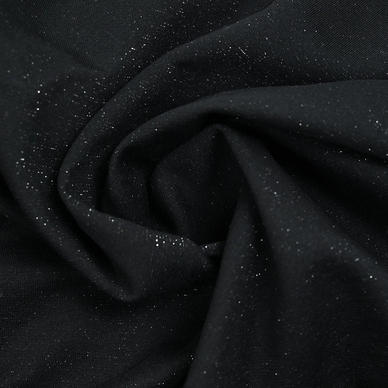 Molleton de coton lurex french terry doux noir