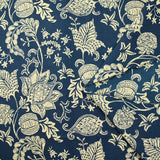 Coton indien imprimé Mumbai beige fond bleu
