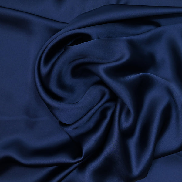 Satin polyester uni bleu marine