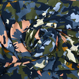 Printed viscose Green, pink and blue camouflage