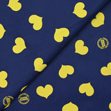 Cotton Printed Heart Yellow Blue Foundation Navy