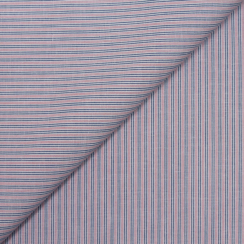 Blue, pink and white striped cotton