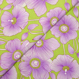 Viscose imprimée fleurs nervurés fond vert pomme