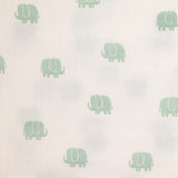 Simple printed gauze elephants Water green background white background