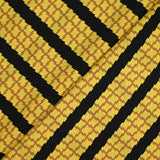 Satin de polyester imprimé géométrique rayé jaune et noir