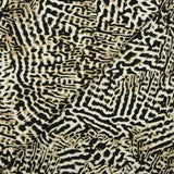 Satin de coton élasthanne imprimé empreinte noir et beige fond blanc