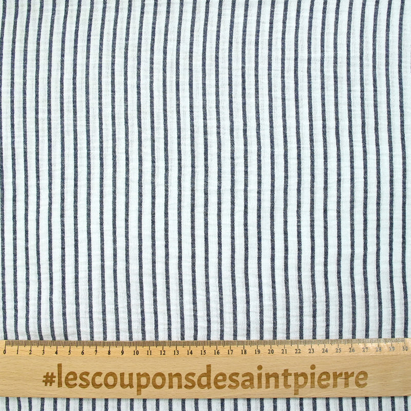 Polyester cheese fine stripes navy blue background