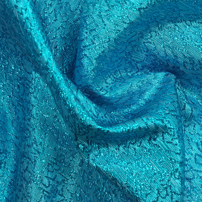Toile jacquard lurex fissure volcanique turquoise
